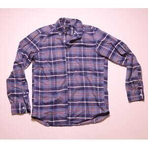 J.Crew Flex Oxford Slim Fit Plaid Button Down Shirt Blue Orange Size M